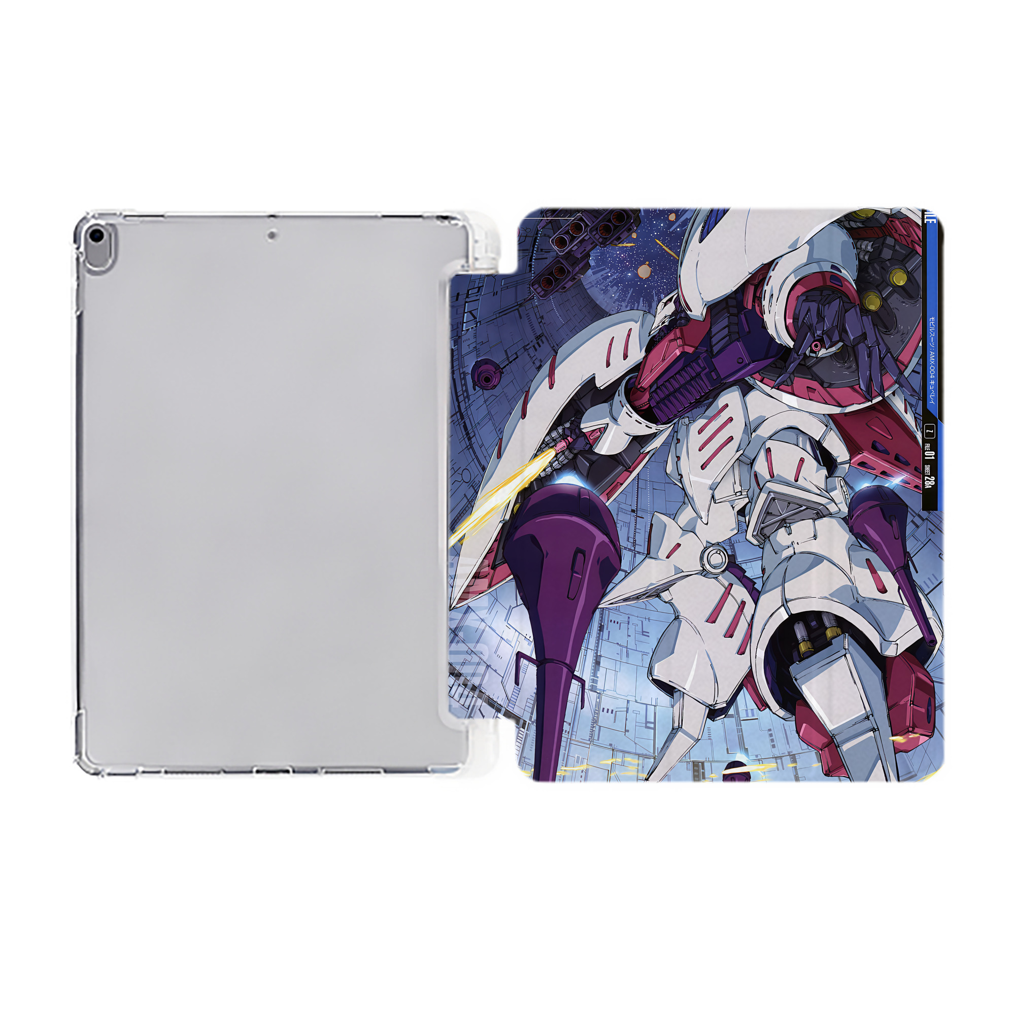 （画像用） 機動戦士ガンダム Mobile Suit Gundam IPad ケース ペン収納付き 三つ折りスタンド PUレザー×シリコン 対応機種9.5/10.5/10.9インチ